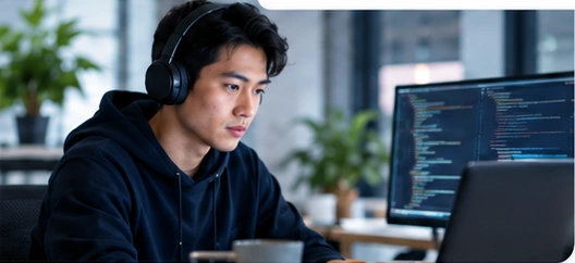Developer working on a digital platform
