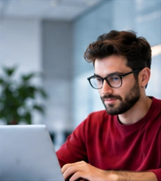 Marketing professional working remotely